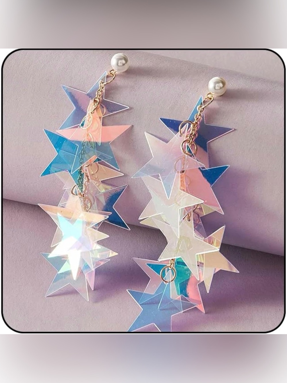 Iridescent Star Dangle Earrings Jewelry